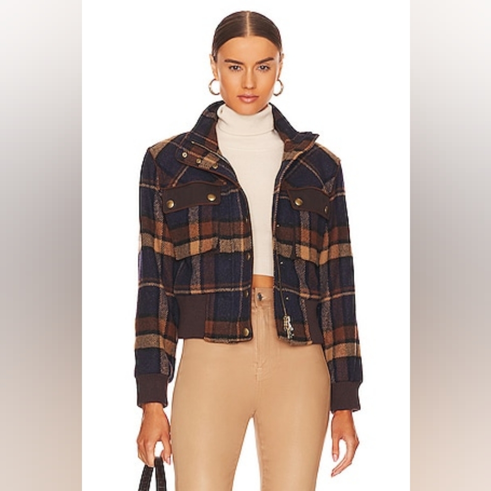 Veronica Beard Jadis Wool Plaid Bomber Jacket Size 0 Coat - Picture 3 of 12